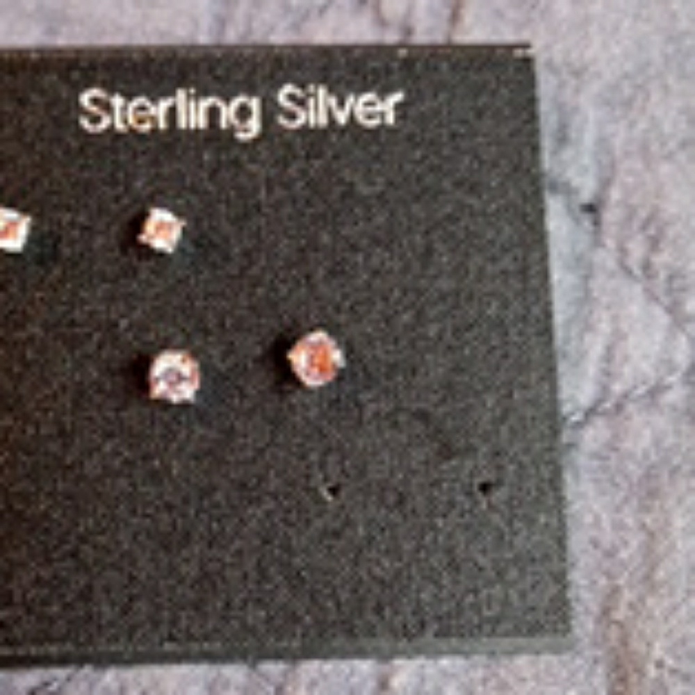 Lovely Sterling & CZ Stud Earings 2 Pairs